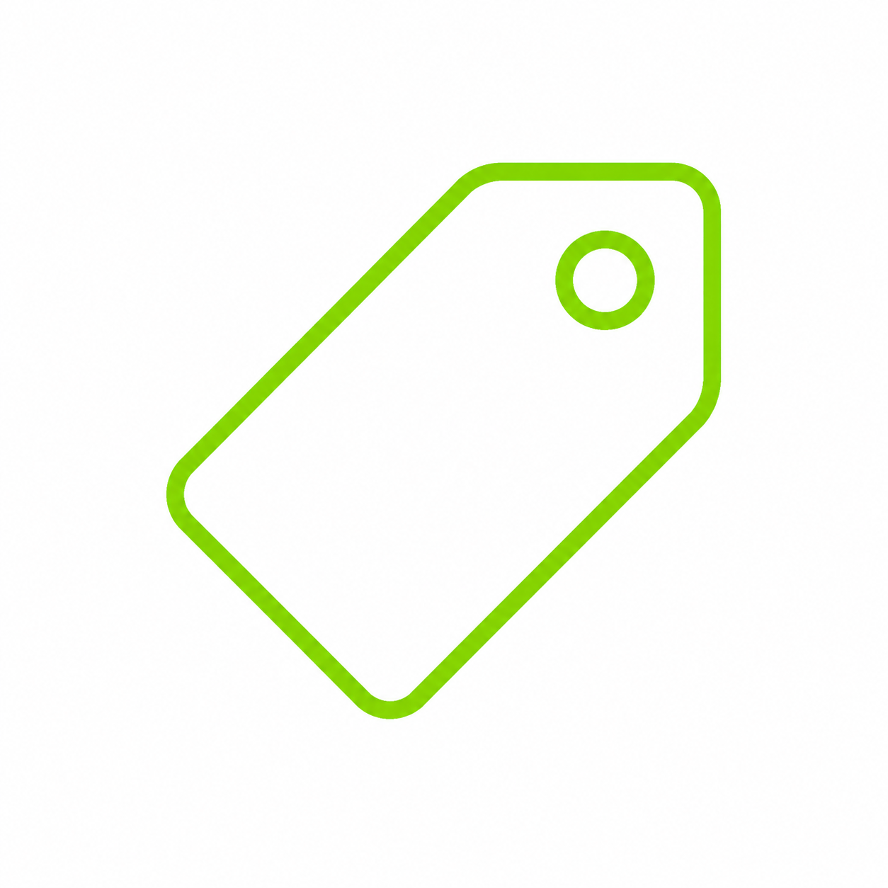 Green outline of a price tag.
