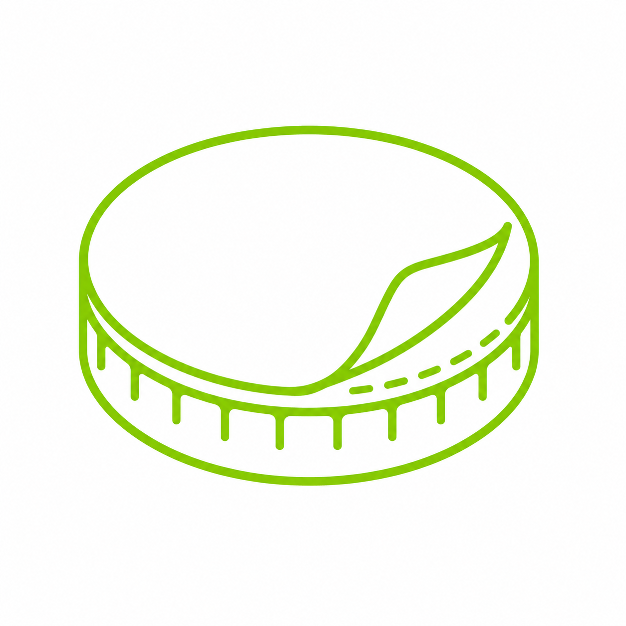 Green outline of a lid seal.